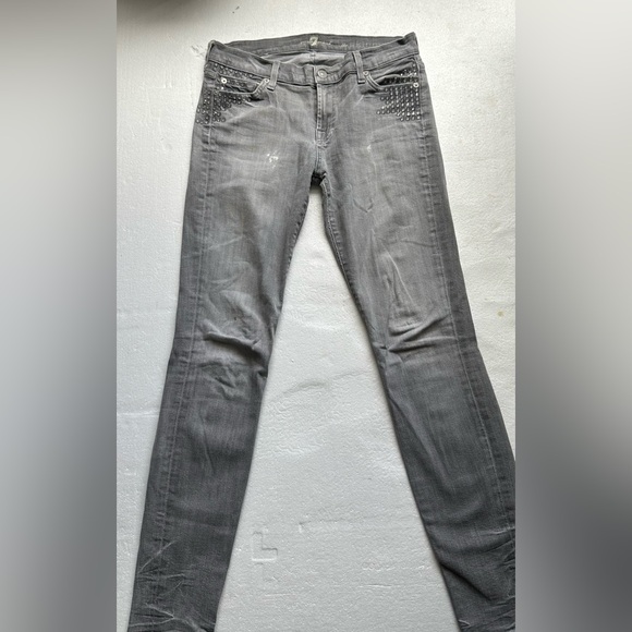 7 for all  mankind Gray Studded Women's Jeans - Picture 1 of 9